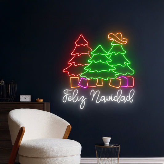 Feliz Navidad Christmas Tree Neon Sign