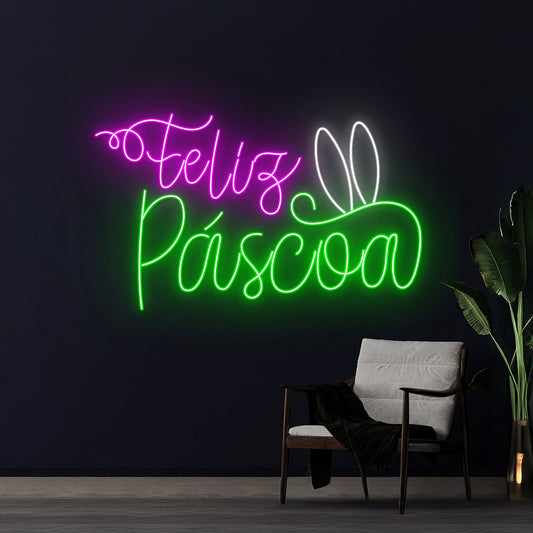 Feliz Pascoa Neon Sign