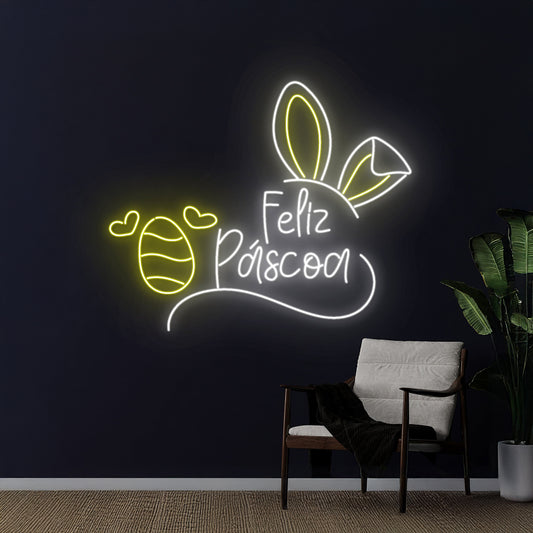 Feliz Pascoa Neon Sign Happy Easter Neon Light