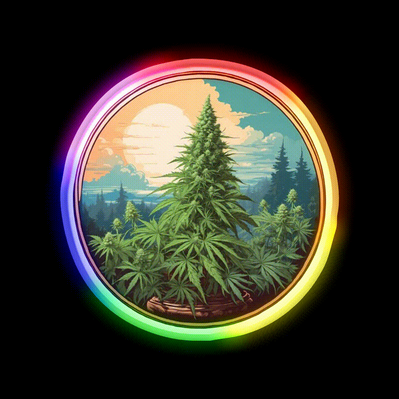 Female Mother Plan Natural Beauty Hemp Inspired Green Leaf Led Neon Sign Rgb Color - LED neon sign close-up detail