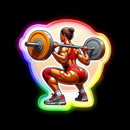 Female Squat Workout Bodybuilding Gym Fitness Led Neon Sign Rgb Color