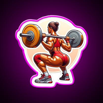 Female Squat Workout Bodybuilding Gym Fitness Led Neon Sign Rgb Color