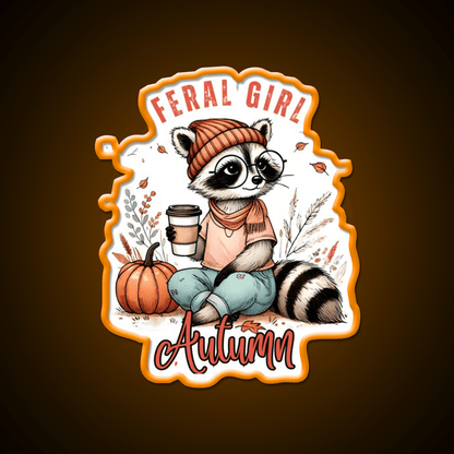 Feral Girl Autumn Raccoon Cafe Led Neon Sign Espresso Bar Art Rgb Color - Shineneon