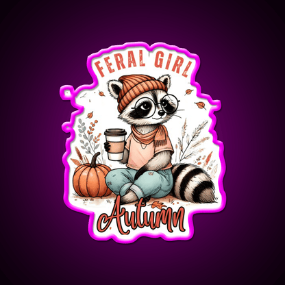 Feral Girl Autumn Raccoon Cafe Led Neon Sign Espresso Bar Art Rgb Color - Shineneon