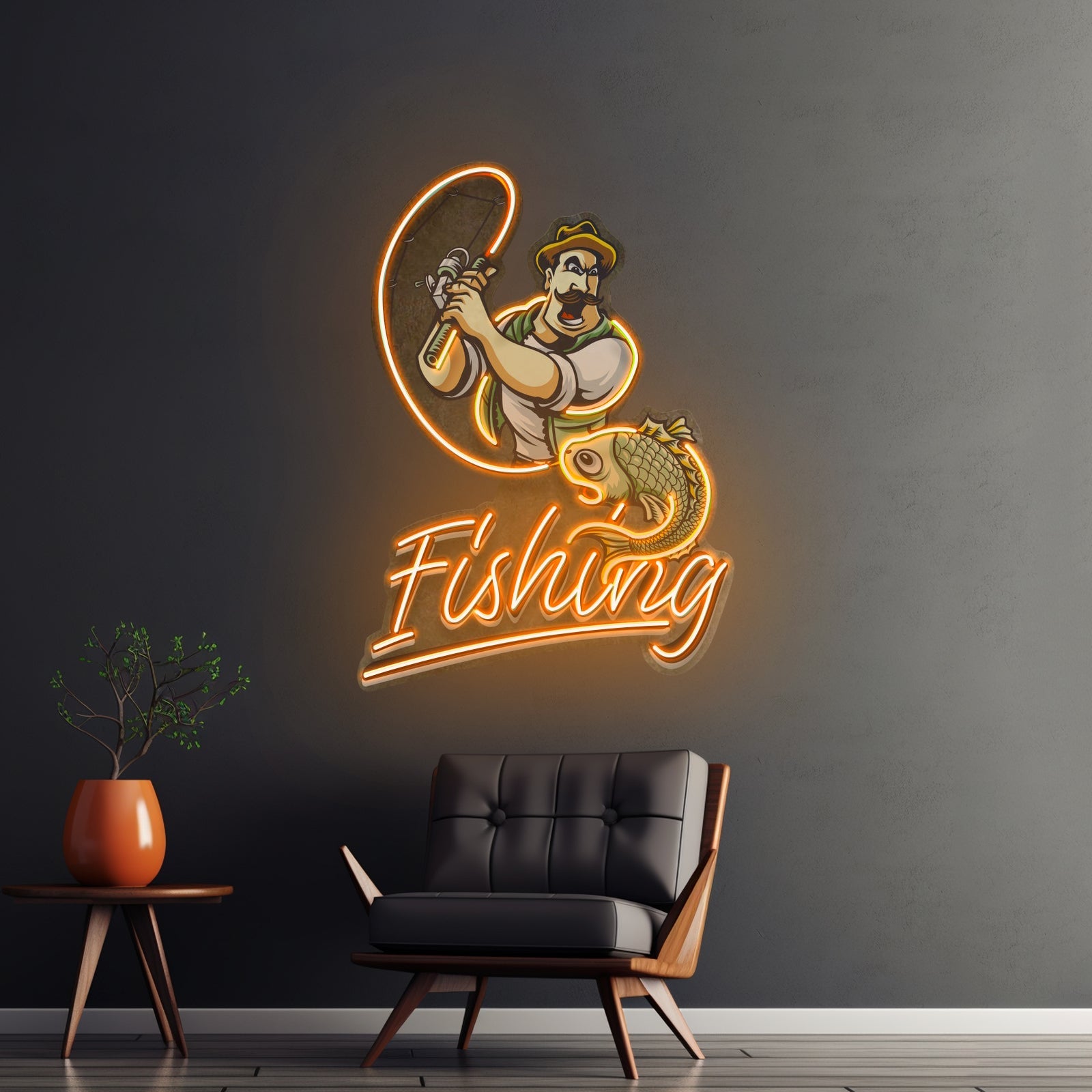 Ferocious Fisherman Led Neon Sign Light Custom Led Signs - Shineneon