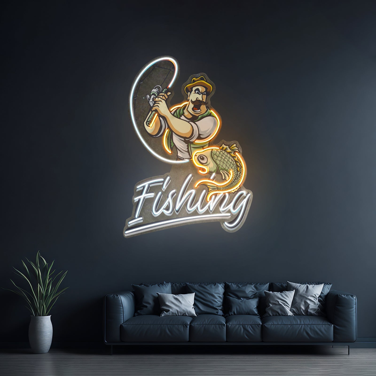 Ferocious Fisherman Led Neon Sign Light Custom Led Signs - Shineneon