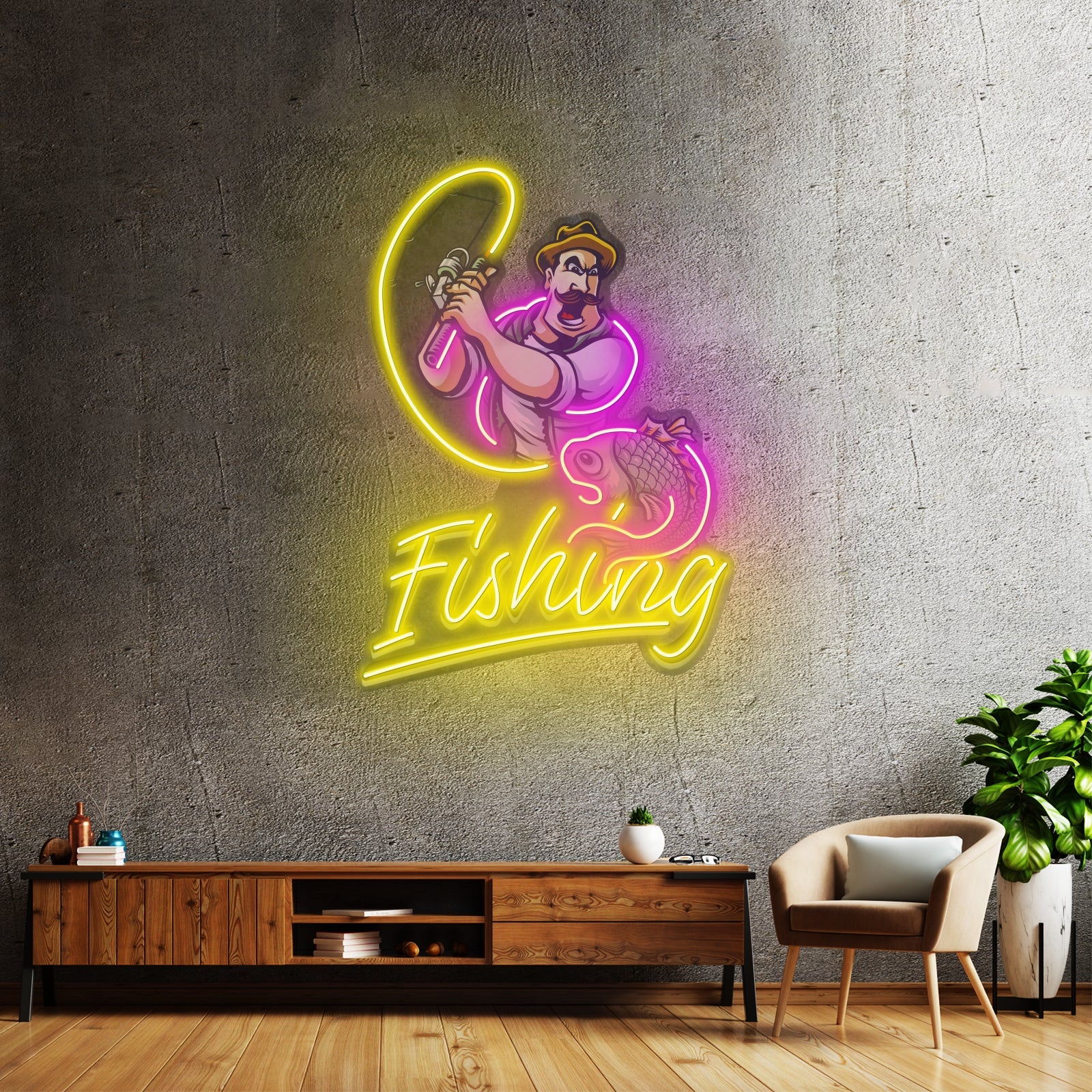 Ferocious Fisherman Led Neon Sign Light Custom Led Signs - Shineneon