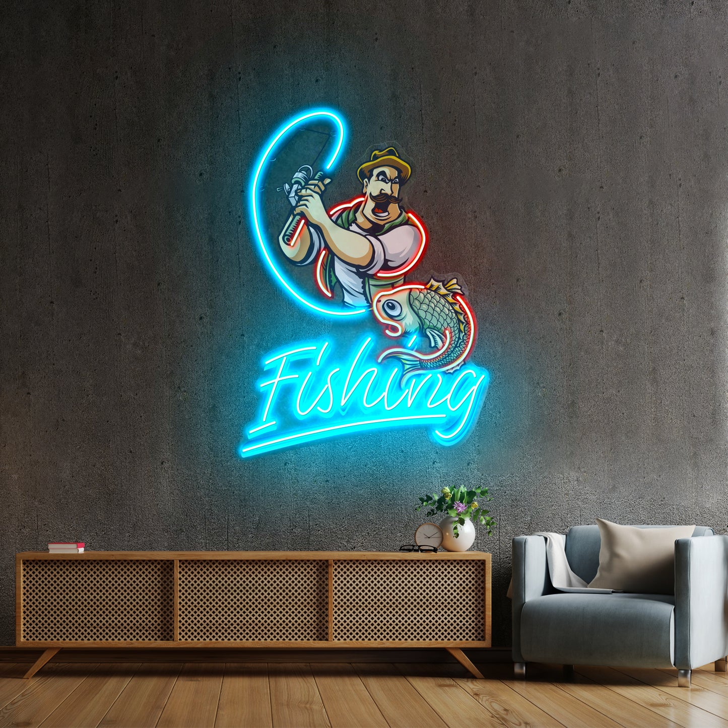 Ferocious Fisherman Led Neon Sign Light Custom Led Signs