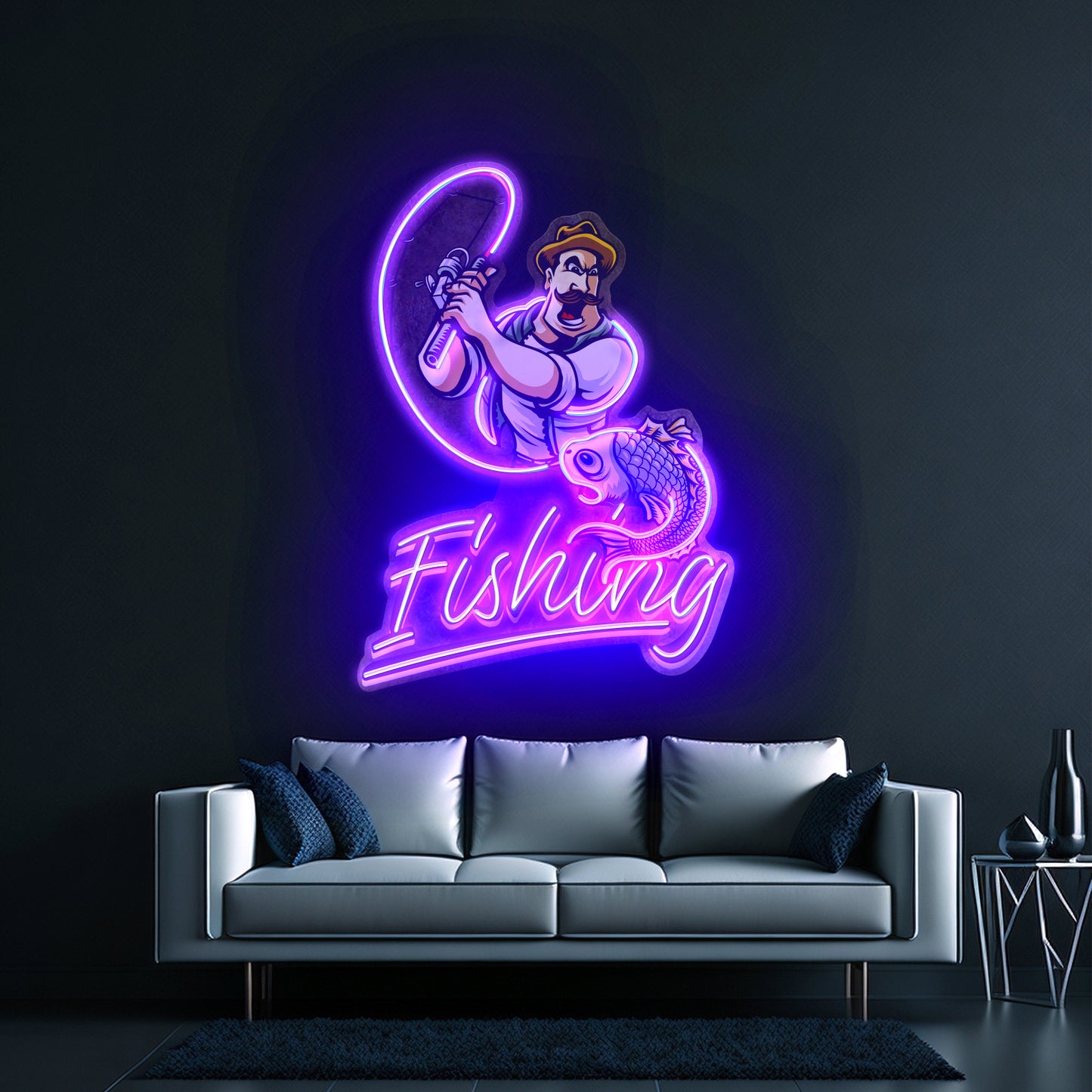 Ferocious Fisherman Led Neon Sign Light Custom Led Signs