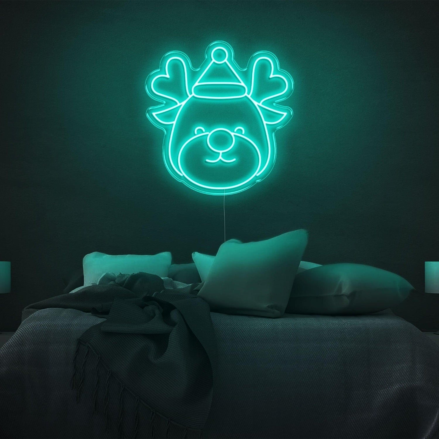 Festive Cartoon Reindeer Heart Antlers Led Neon Sign For Bedroom Christmas Decor | Shineneon