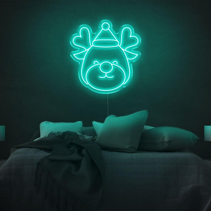 Festive Cartoon Reindeer Heart Antlers Led Neon Sign For Bedroom Christmas Decor | Shineneon