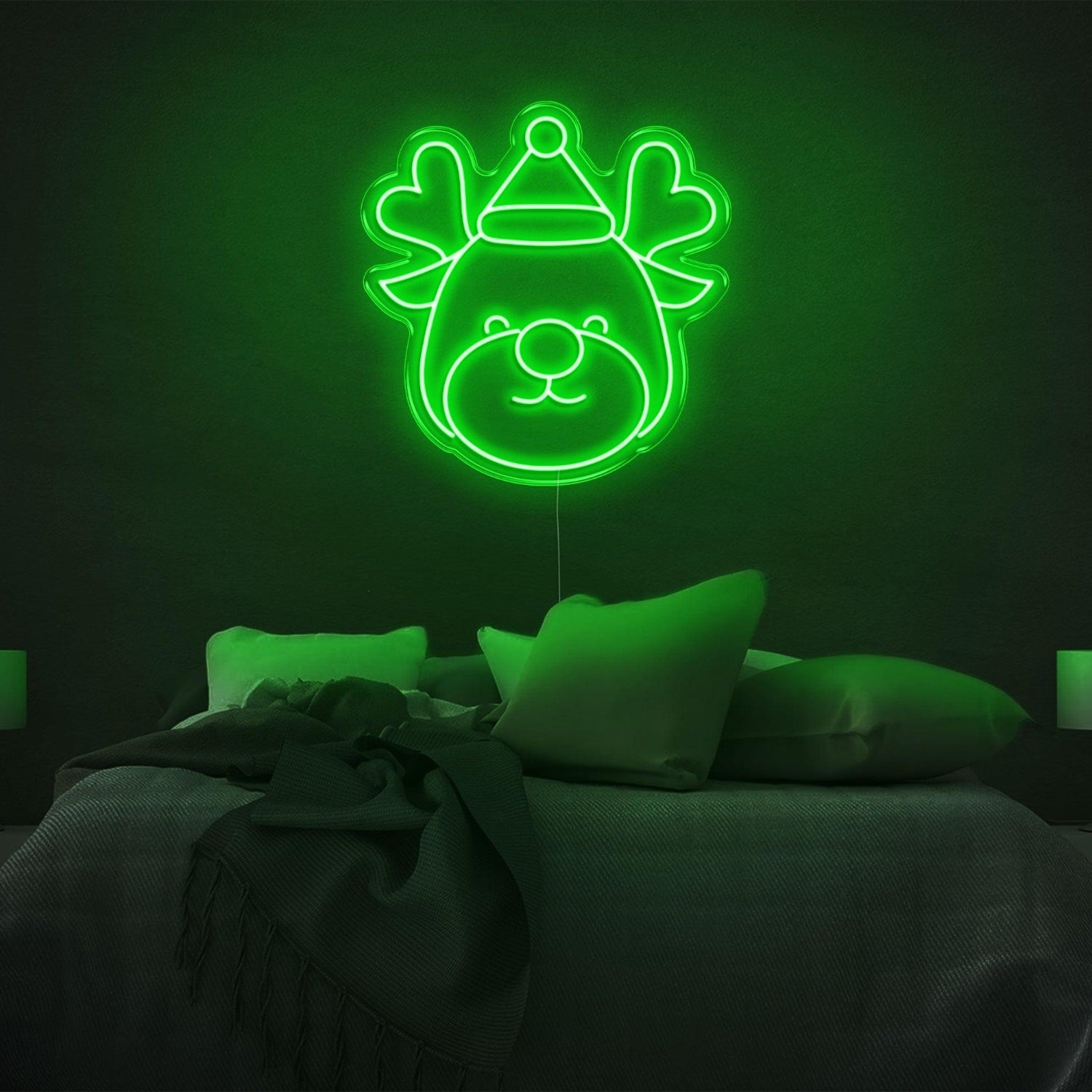 Festive Cartoon Reindeer Heart Antlers Led Neon Sign For Bedroom Christmas Decor | Shineneon