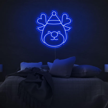 Festive Cartoon Reindeer Heart Antlers Led Neon Sign For Bedroom Christmas Decor | Shineneon