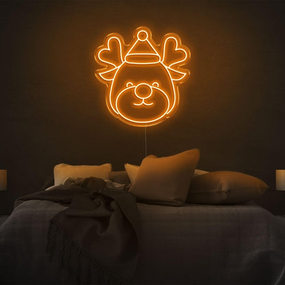 Festive Cartoon Reindeer Heart Antlers Led Neon Sign For Bedroom Christmas Decor | Shineneon