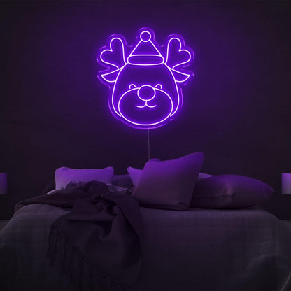 Festive Cartoon Reindeer Heart Antlers Led Neon Sign For Bedroom Christmas Decor | Shineneon