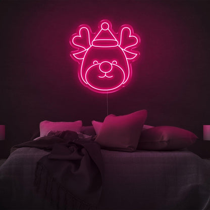 Festive Cartoon Reindeer Heart Antlers Led Neon Sign For Bedroom Christmas Decor | Shineneon