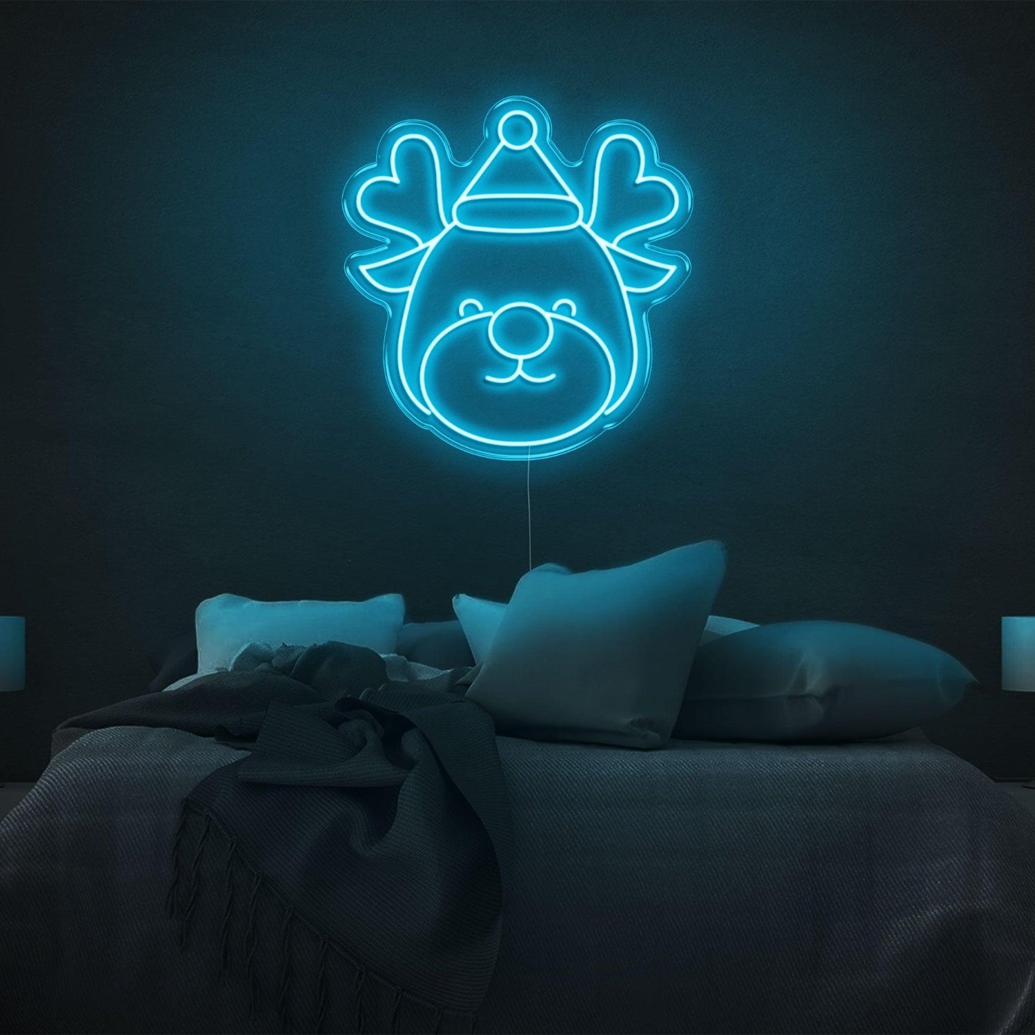 Festive Cartoon Reindeer Heart Antlers Led Neon Sign For Bedroom Christmas Decor | Shineneon
