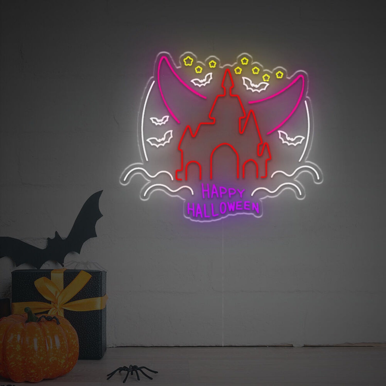 Festivities Happy Halloween With Castle Led Neon Sign | Shineneon