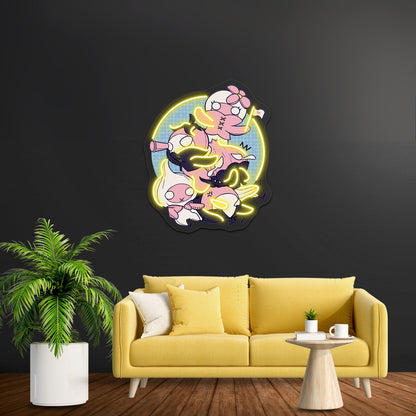 Ffxiv Mandragora And Friends Blue Artwork Custom Neon Led Sign - Shineneon