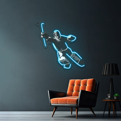 Field Hockey Goalie Artwork Custom Neon Led Sign - Size and dimension reference