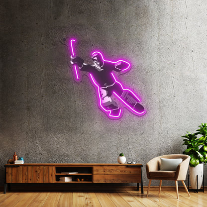 Field Hockey Goalie Artwork Custom Neon Led Sign - LED neon sign close-up detail