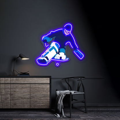 Fieldhockey Goalie Artwork Custom Neon Led Sign - Neon sign mounted on wall in room