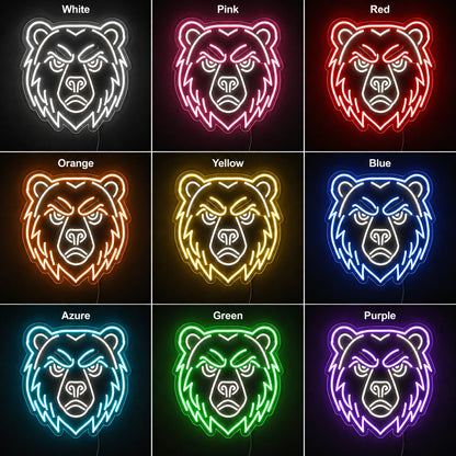 Fierce Bear Head Neon Sign LED Neon Sign color grid