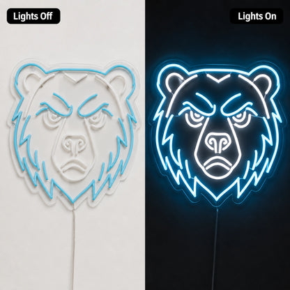 Fierce Bear Head Neon Sign LED Neon Sign day and night comparison