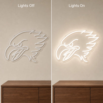 Fierce Eagle LED Neon Sign day and night comparison