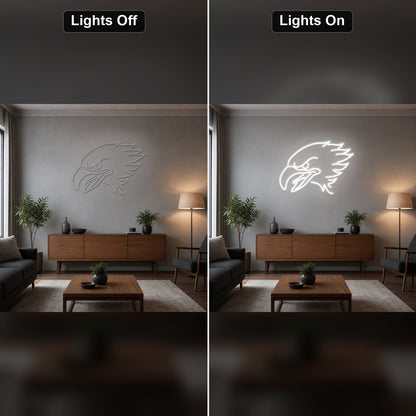 Fierce Eagle LED Neon Sign Home Bar Wall Decoration day and night comparison