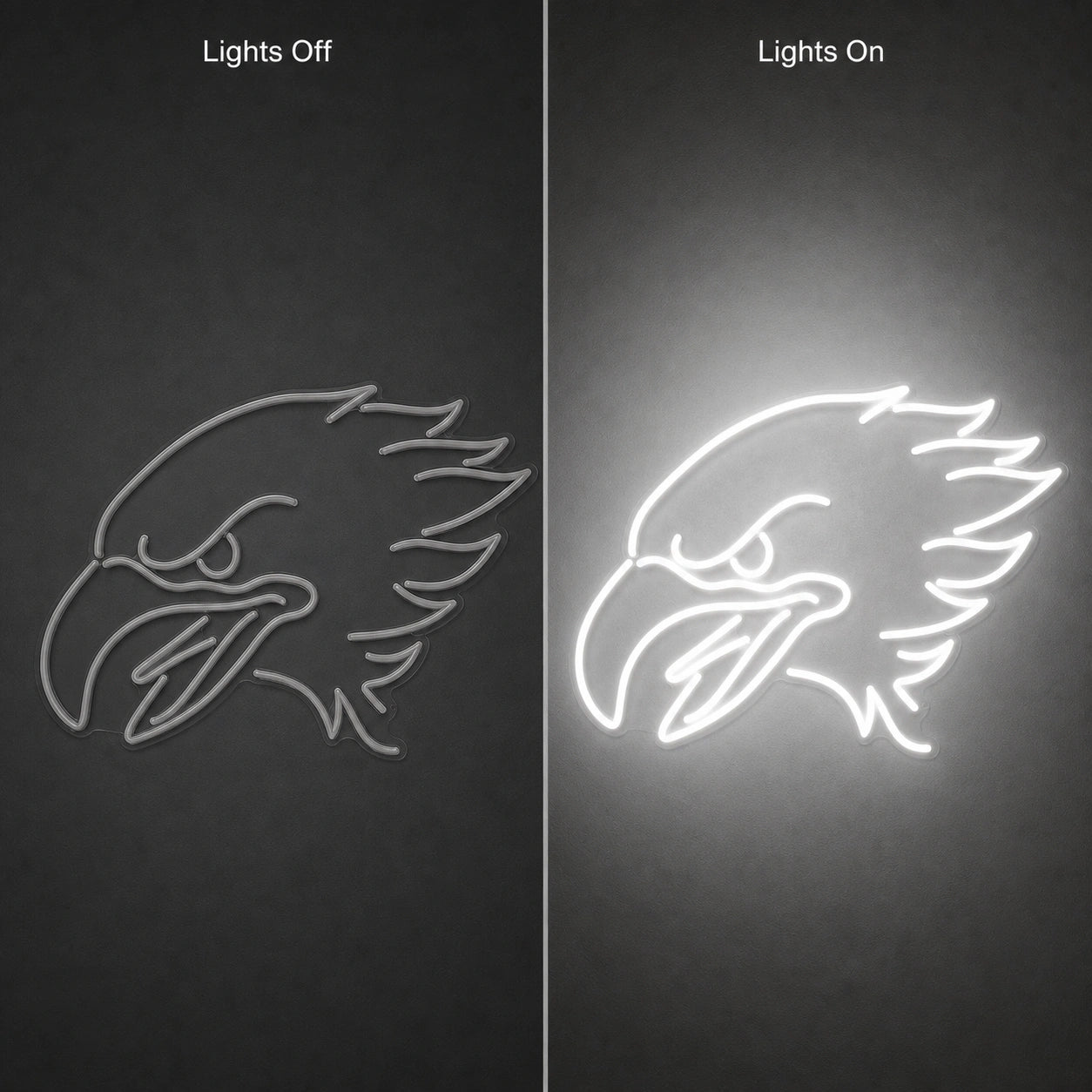Fierce Eagle LED Neon Sign Man Cave Neon Sign day and night comparison