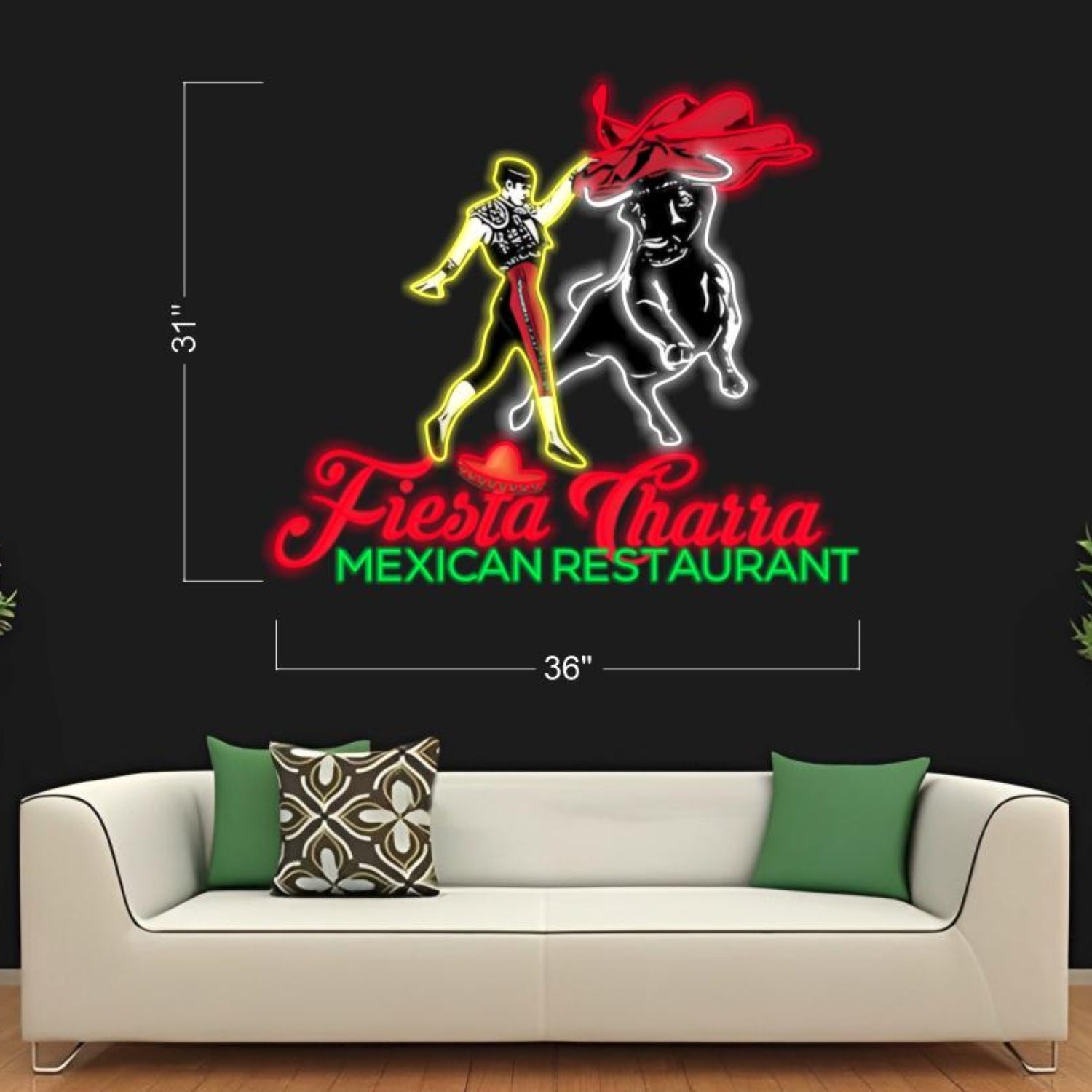 Fiesta Charra Bull And Matador Led Neon Sign For Mexican Restaurant Decor | Shineneon