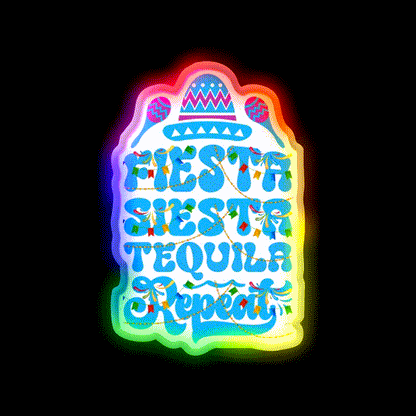 Fiesta Siesta Tequila Funny Cinco De Mayo Party Drink Tequila Led Neon Sign Rgb Color - LED neon sign close-up detail