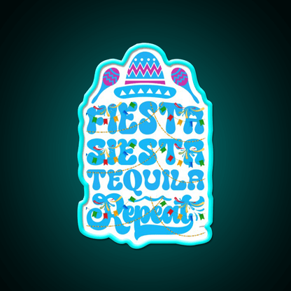 Fiesta Siesta Tequila Funny Cinco De Mayo Party Drink Tequila Led Neon Sign Rgb Color - Shineneon