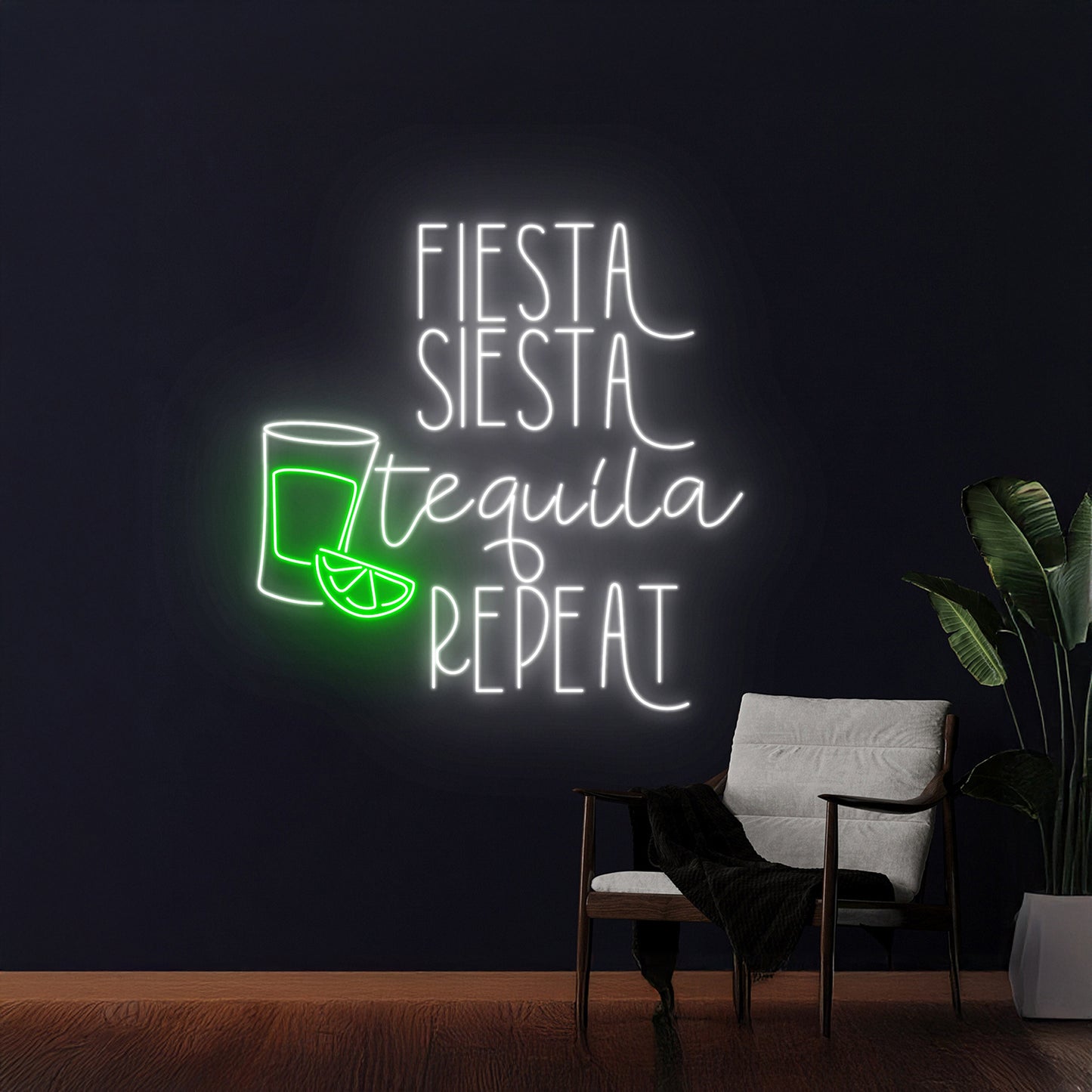 Fiesta Siesta Tequila Repeat Neon Sign