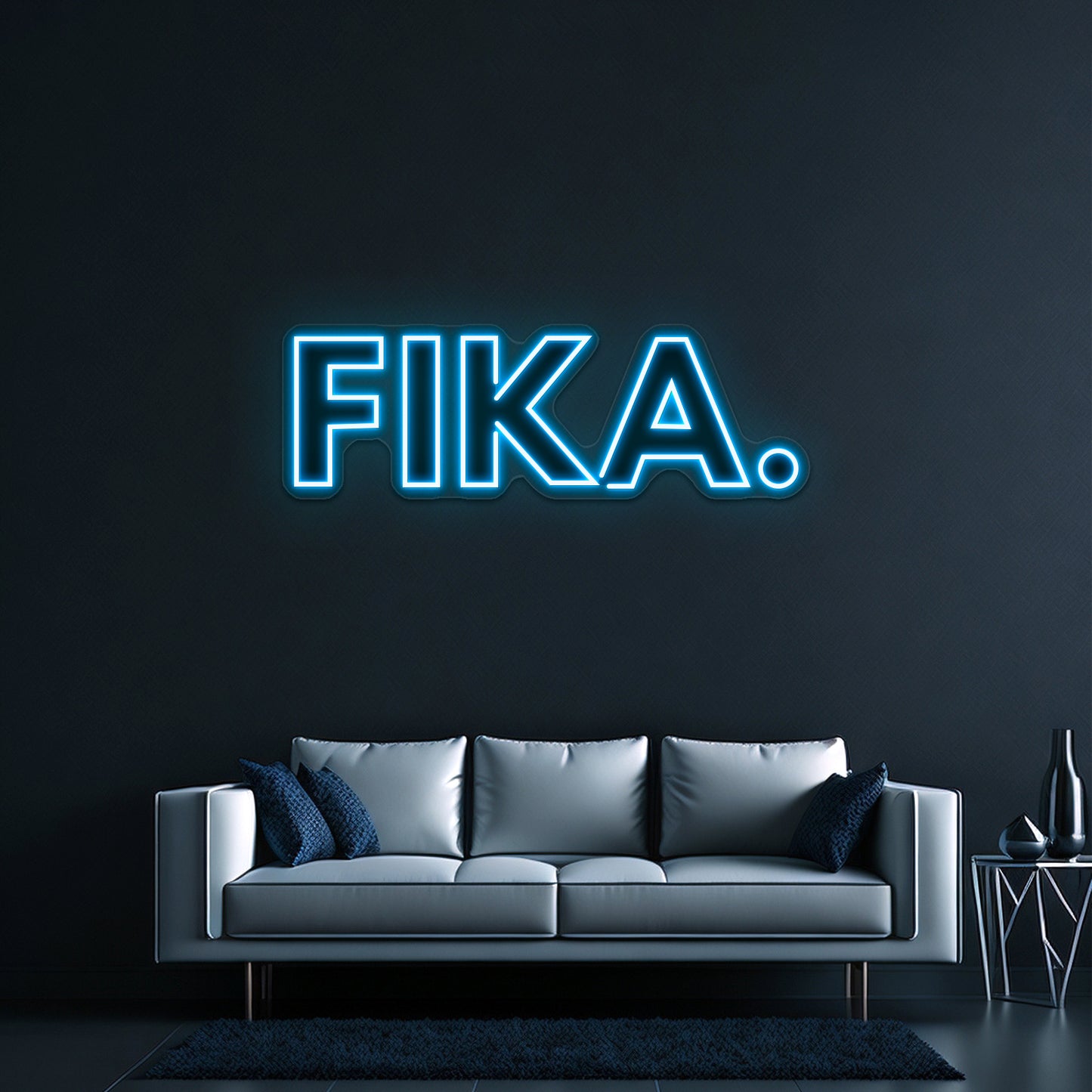 Fika Capital Black And White Artwork Personalized Light Up Sign