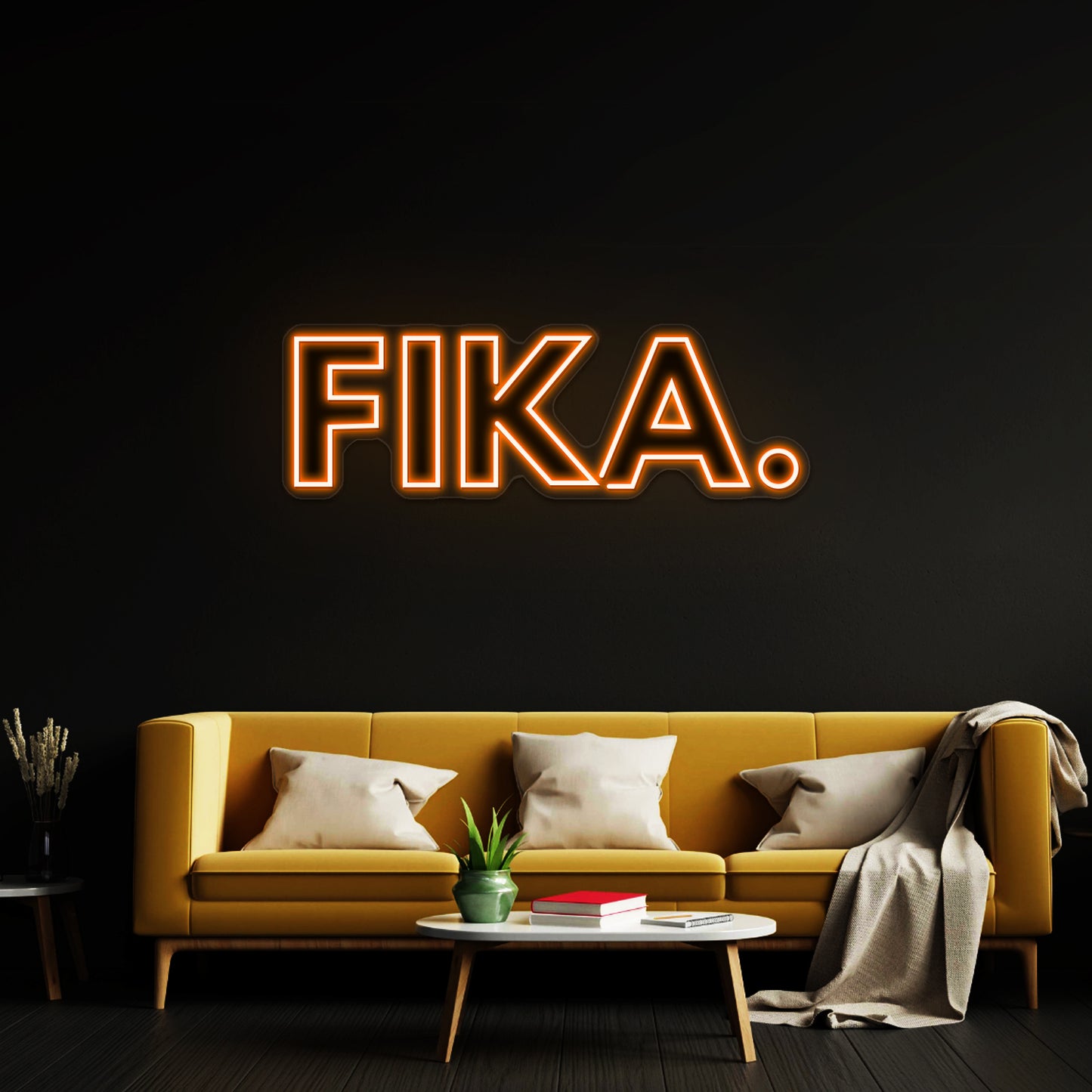 Fika Capital Black And White Artwork Personalized Light Up Sign