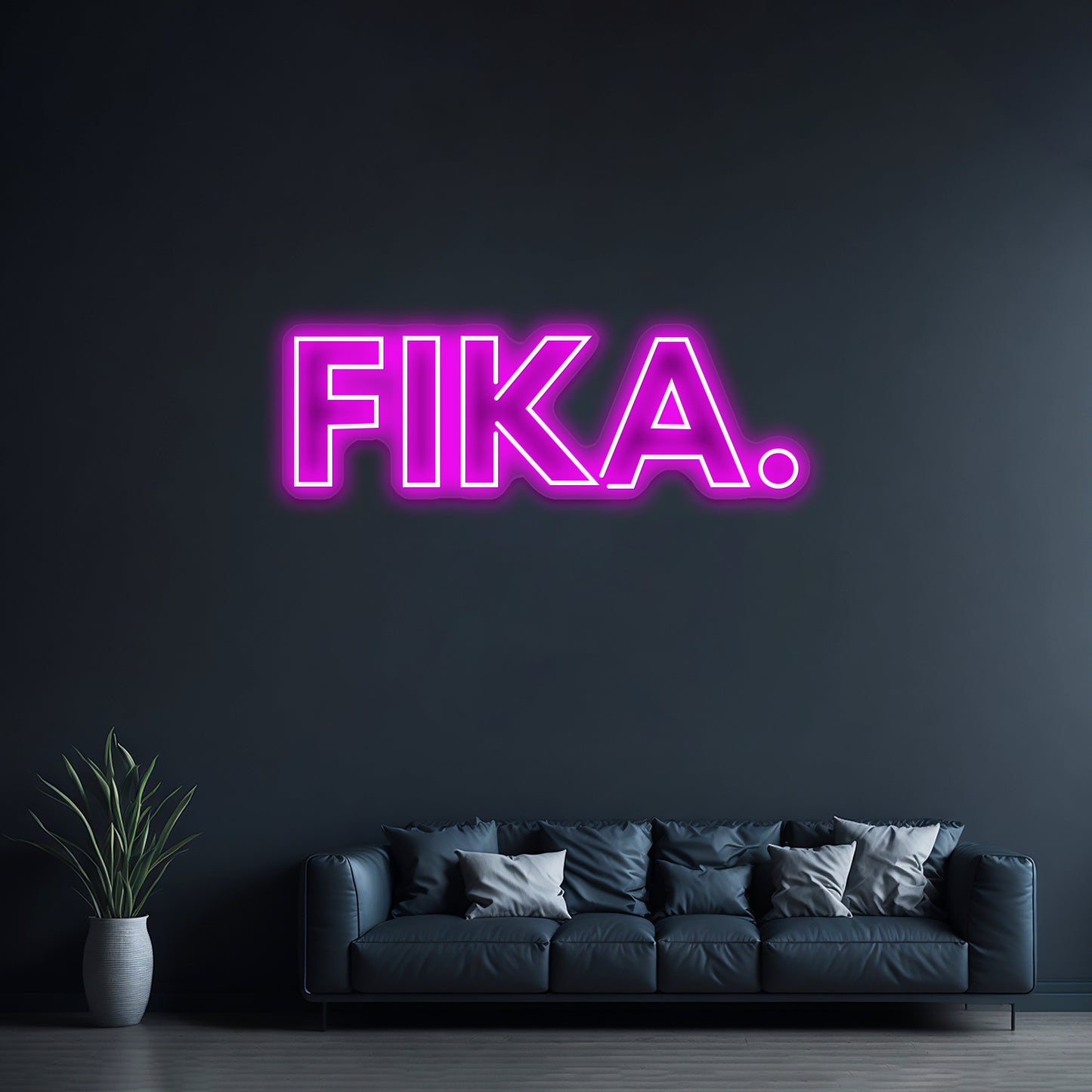 Fika Capital Black And White Artwork Personalized Light Up Sign