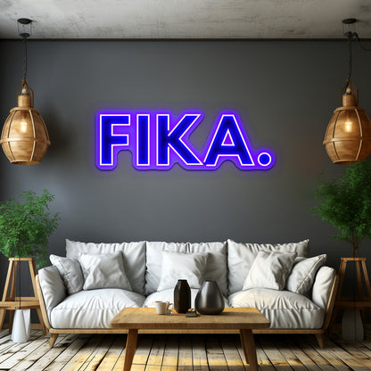 Fika Capital Black And White Artwork Personalized Light Up Sign