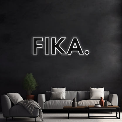 Fika Capital Black And White Artwork Personalized Light Up Sign