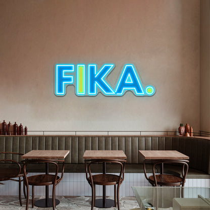 Fika Capital Blue And Yellow Artwork Personalized Light Up Sign