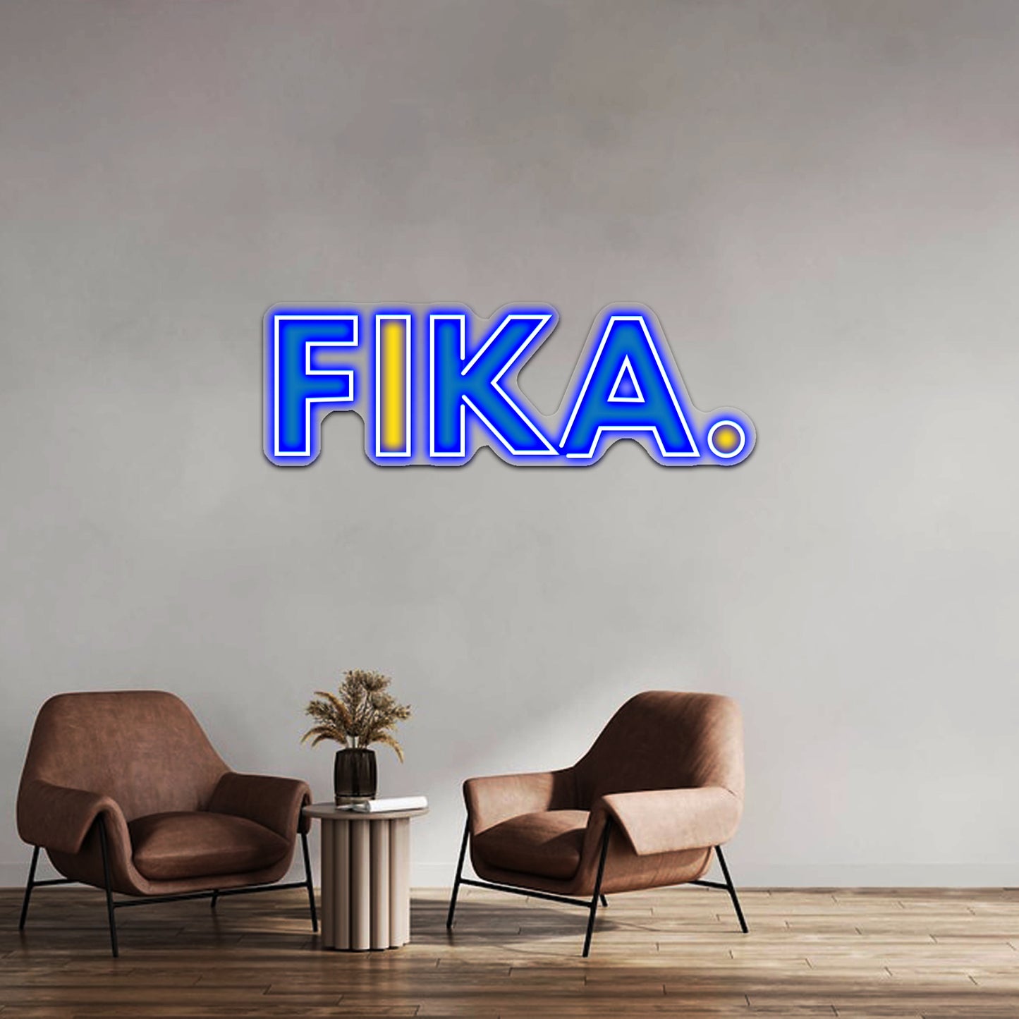 Fika Capital Blue And Yellow Artwork Personalized Light Up Sign