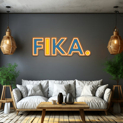 Fika Capital Blue And Yellow Artwork Personalized Light Up Sign