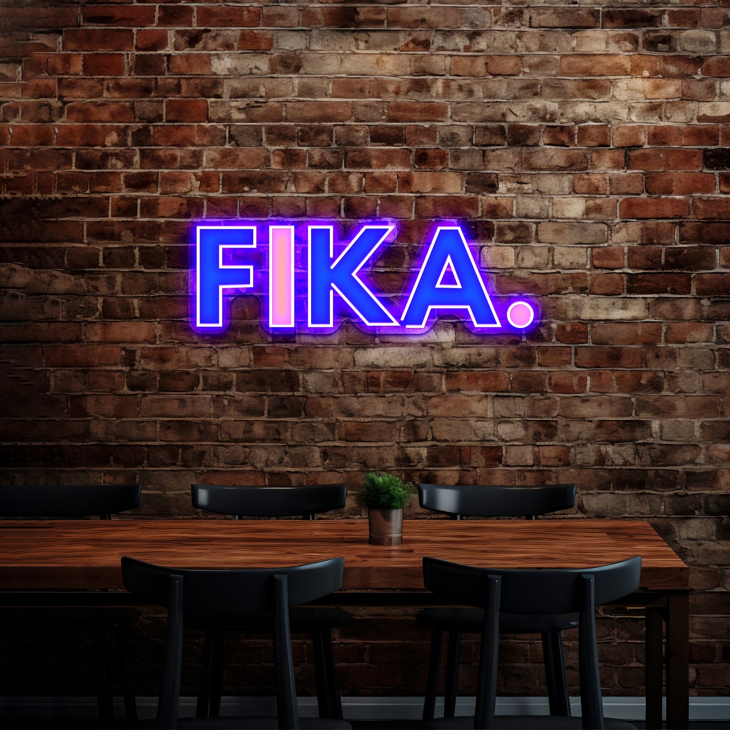 Fika Capital Blue And Yellow Artwork Personalized Light Up Sign