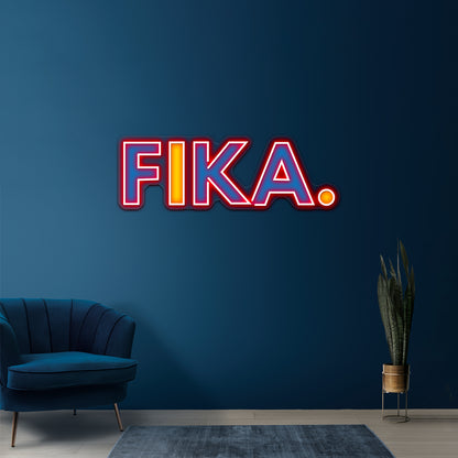 Fika Capital Blue And Yellow Artwork Personalized Light Up Sign