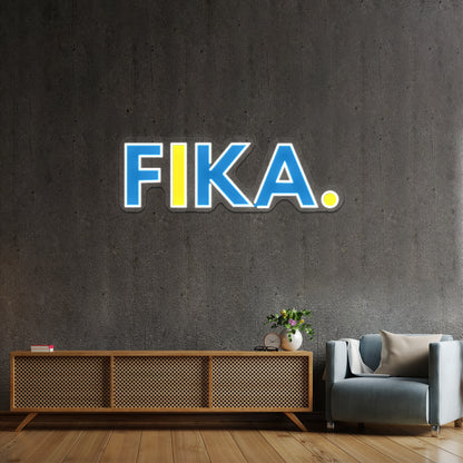 Fika Capital Blue And Yellow Artwork Personalized Light Up Sign