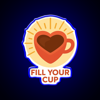 Fill Your Cup Heart Coffee Cup Cafe Led Neon Sign Espresso Bar Art Rgb Color - Shineneon