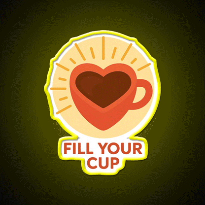 Fill Your Cup Heart Coffee Cup Cafe Led Neon Sign Espresso Bar Art Rgb Color