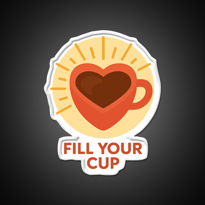 Fill Your Cup Heart Coffee Cup Cafe Led Neon Sign Espresso Bar Art Rgb Color