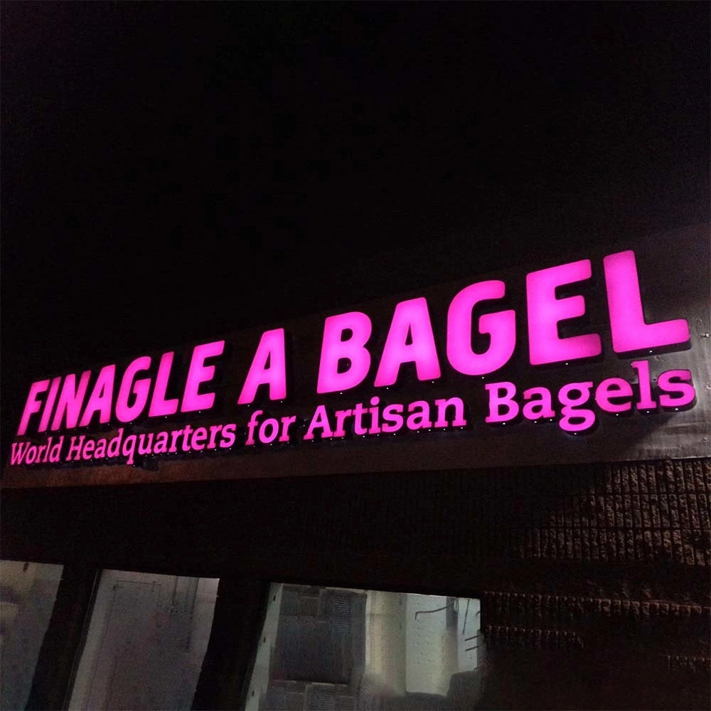Finagle A Bagel World Headquarters 3D Frontlit Channel Letters Led Light Sign